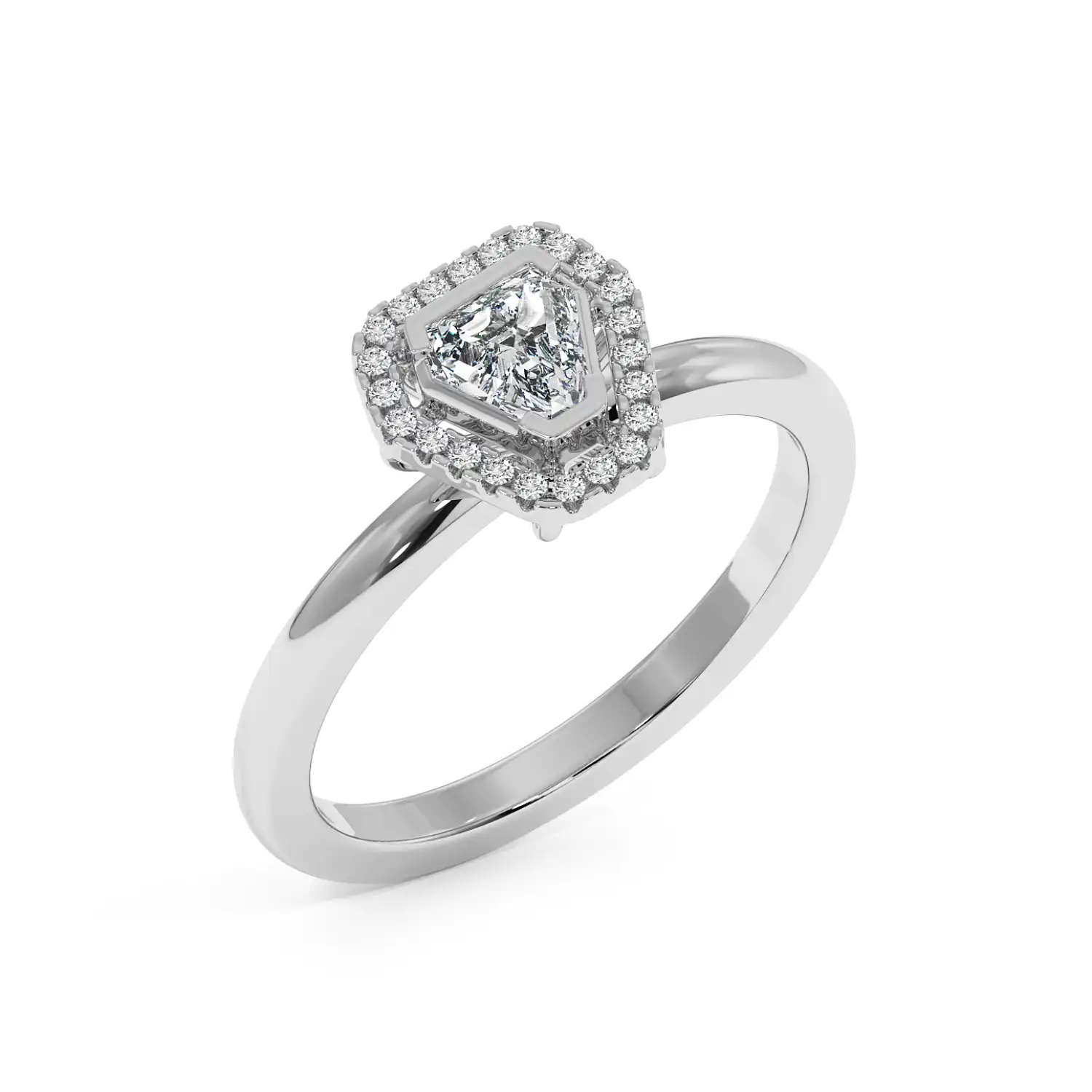 Solitaire Halo Ring - Coffin