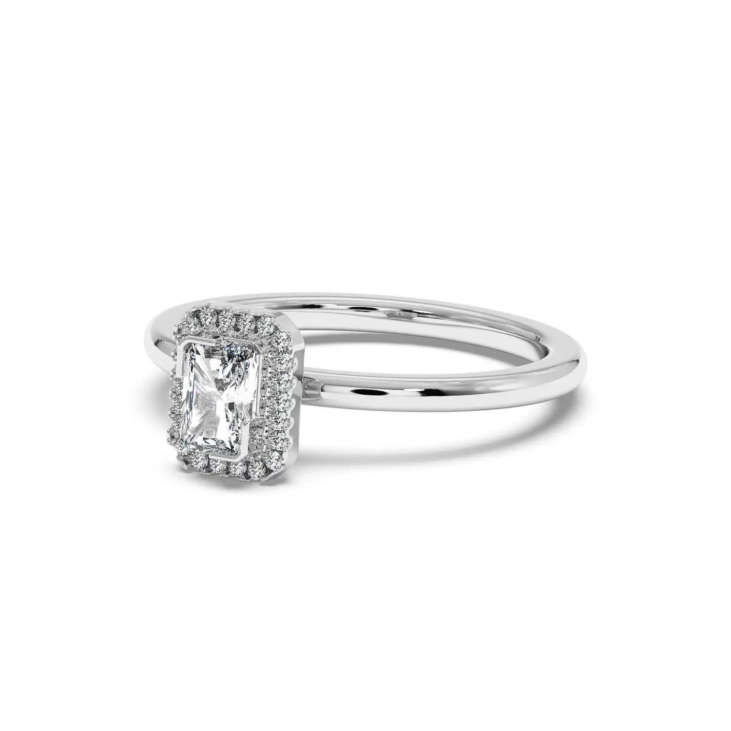 Solitaire Halo Ring - Radiant