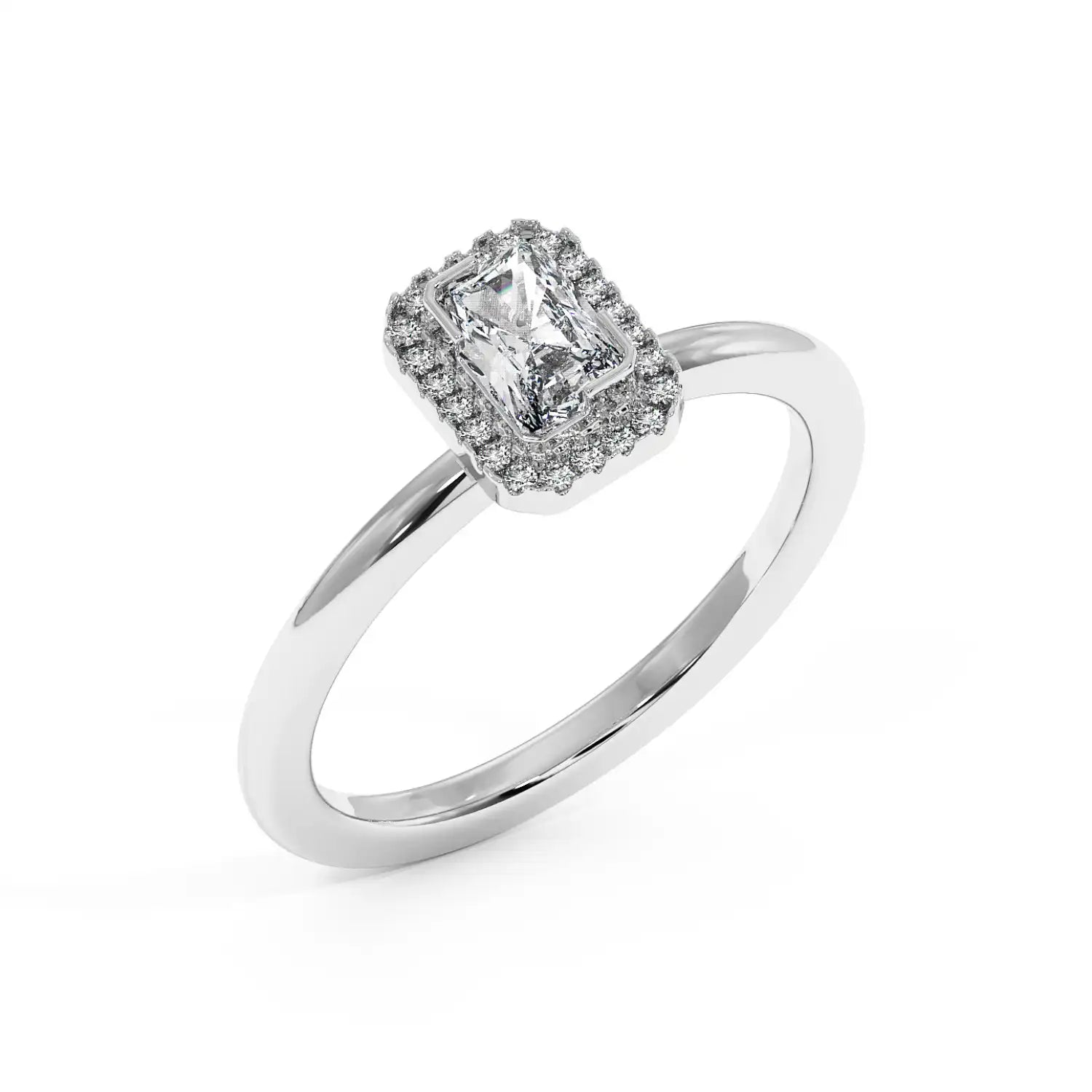 Solitaire Halo Ring - Radiant