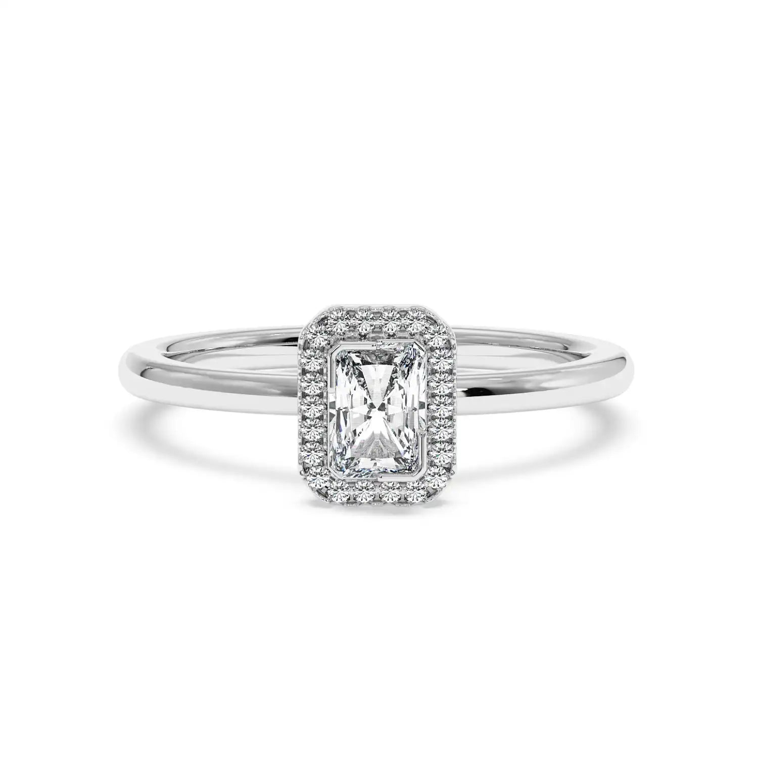 Solitaire Halo Ring - Radiant