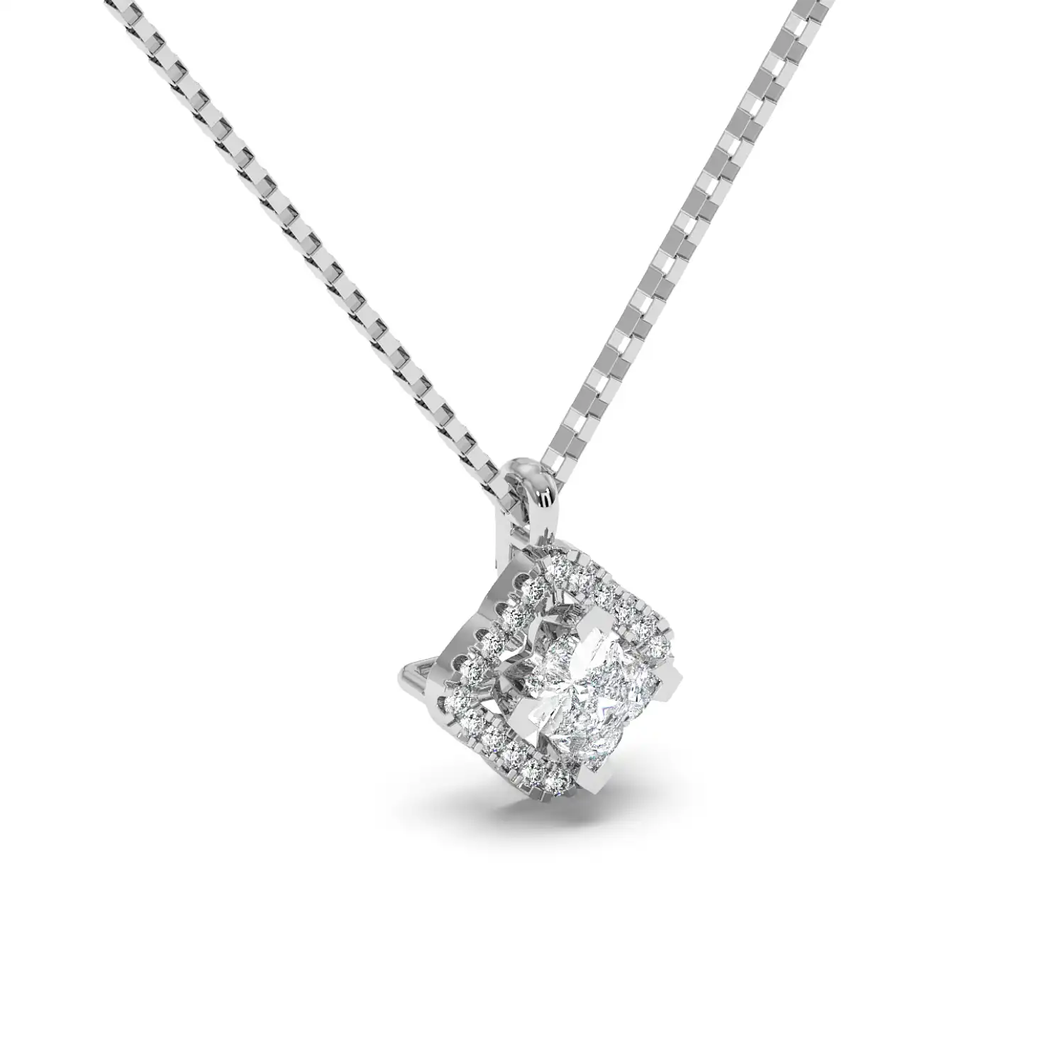 Solitaire Halo Pendant - Floral