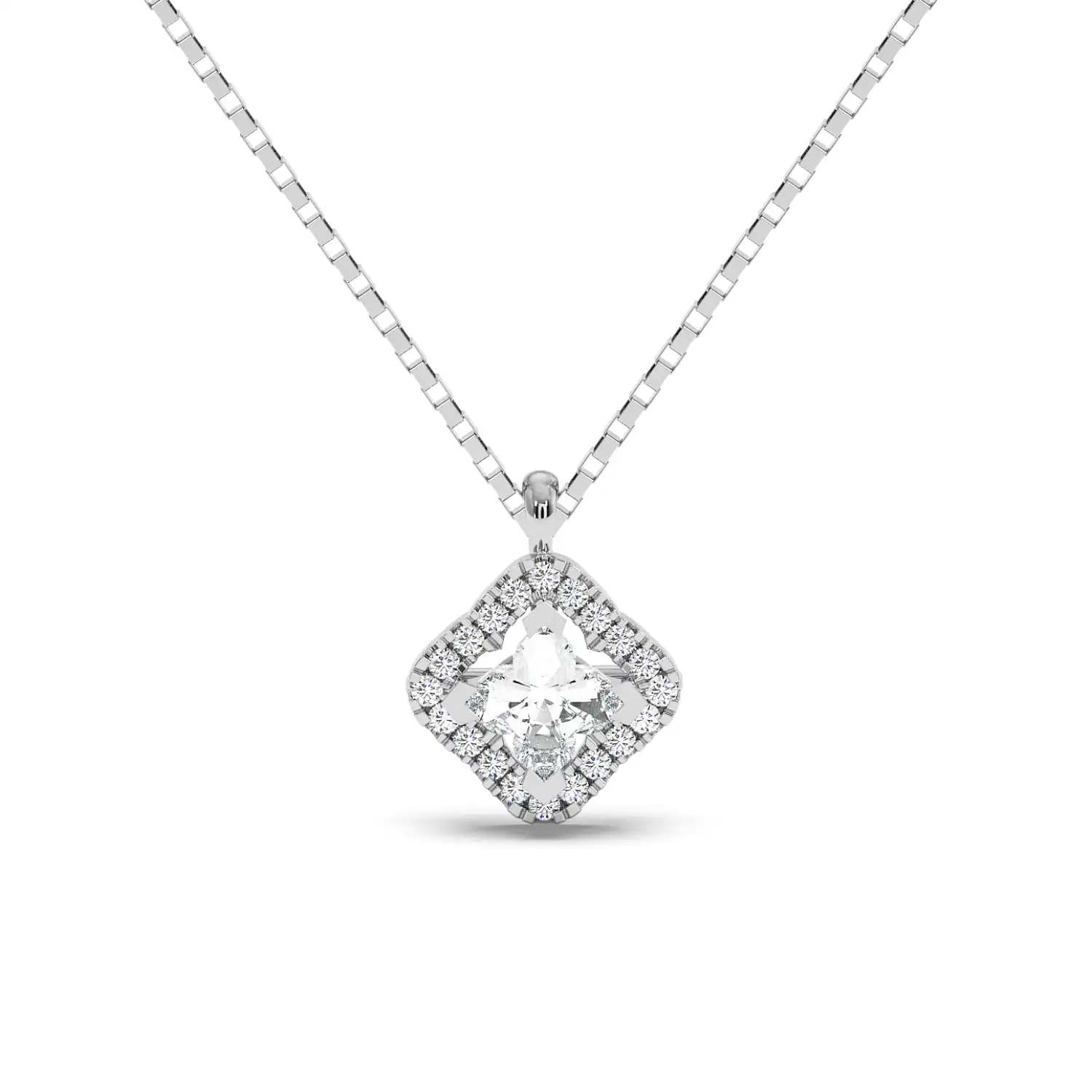 Solitaire Halo Pendant - Floral