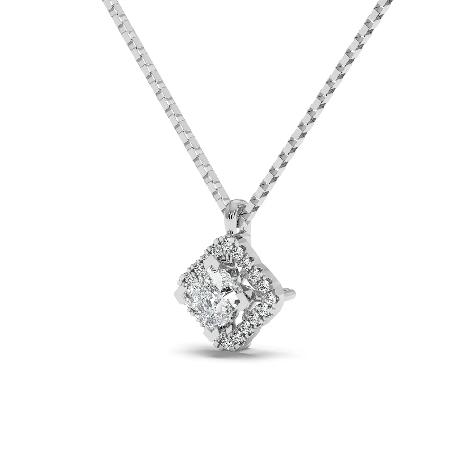 Solitaire Halo Pendant - Floral