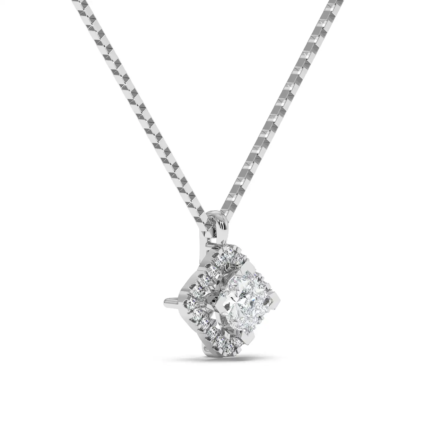 Solitaire Halo Pendant - Floral