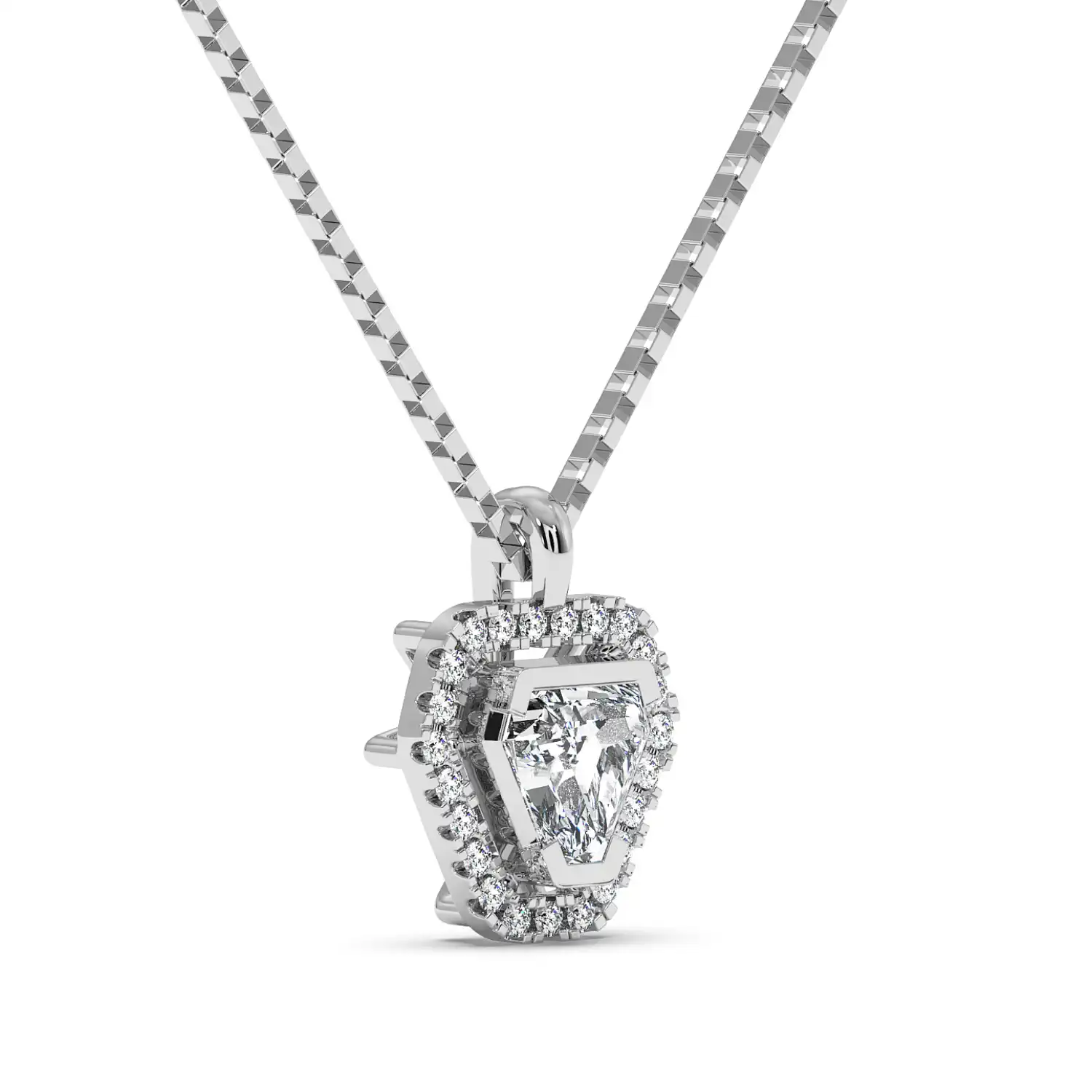 Solitaire Halo Pendant - Coffin