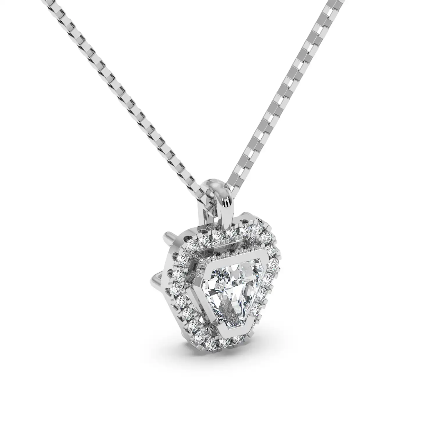 Solitaire Halo Pendant - Coffin