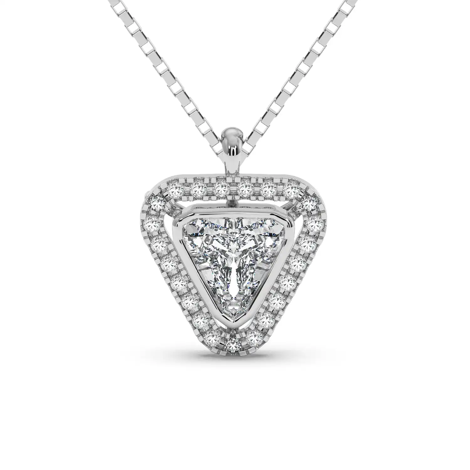 Solitaire Halo Pendant - Trillion