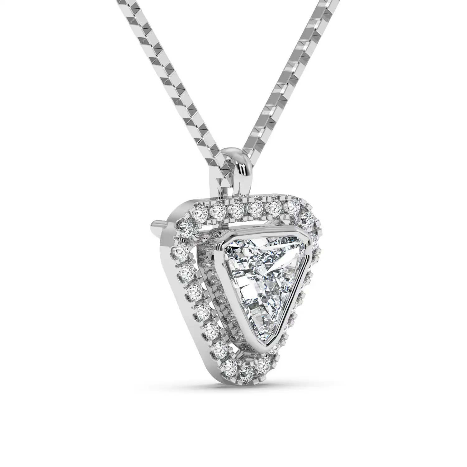 Solitaire Halo Pendant - Trillion