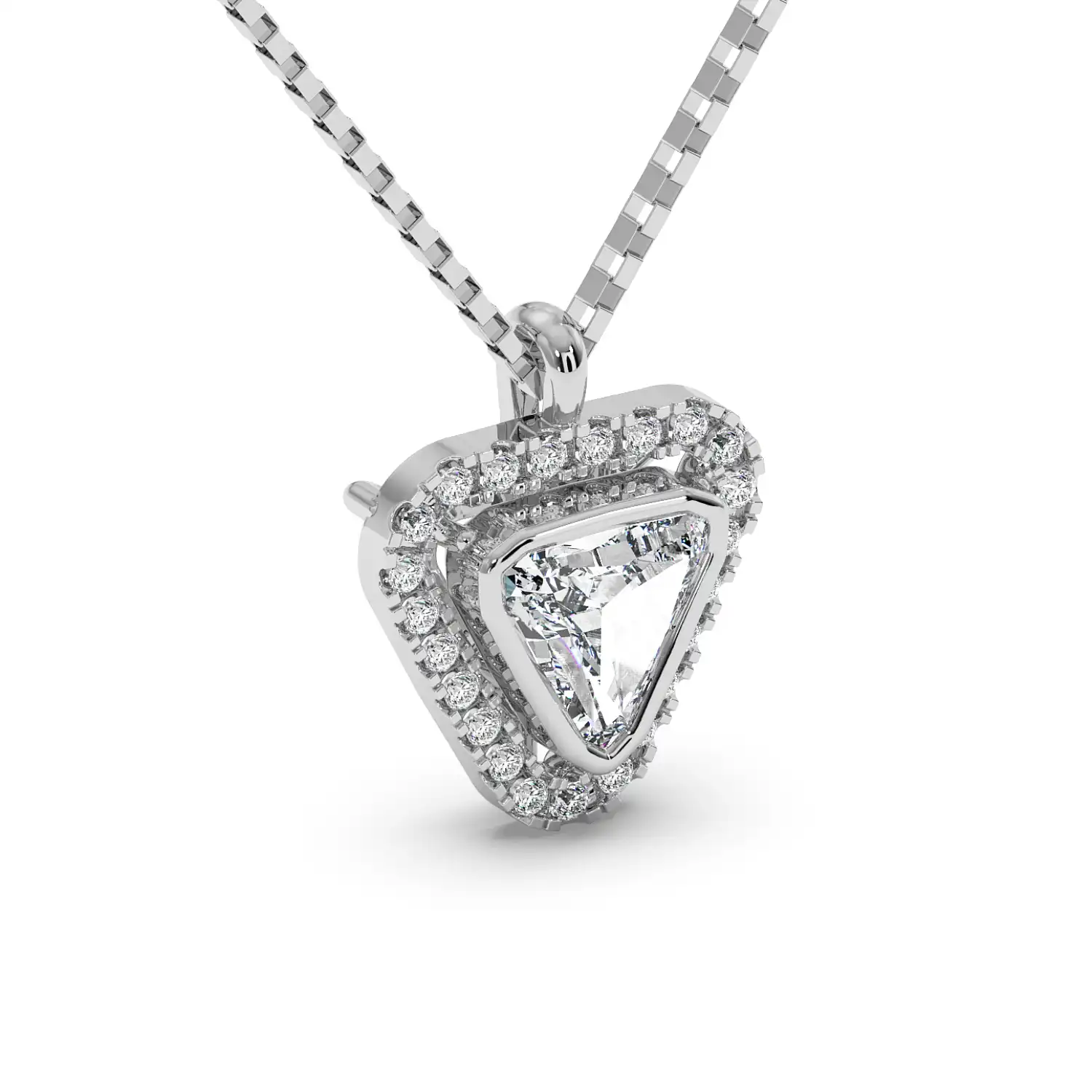 Solitaire Halo Pendant - Trillion