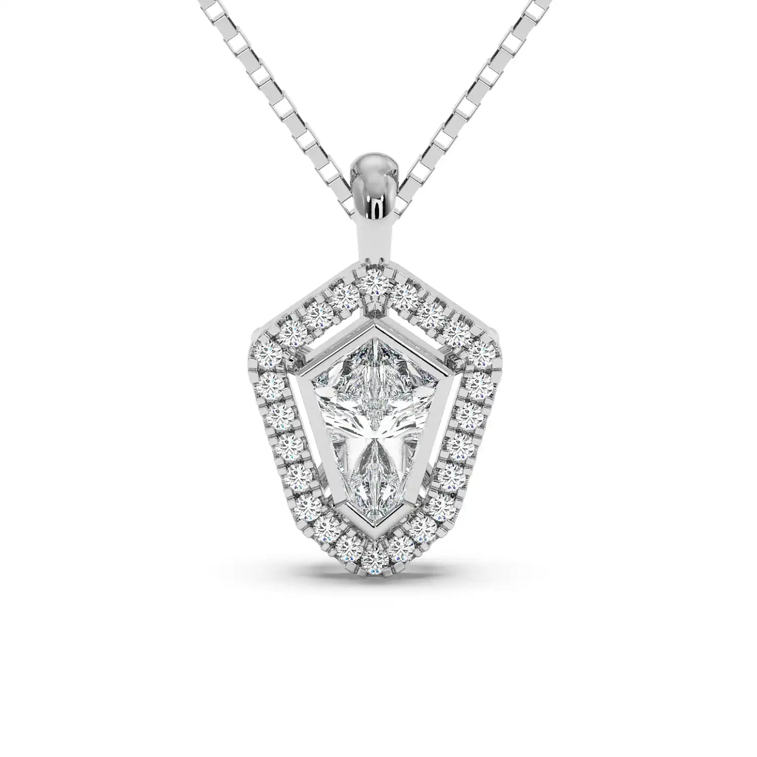 Solitaire Halo Pendant - Shield