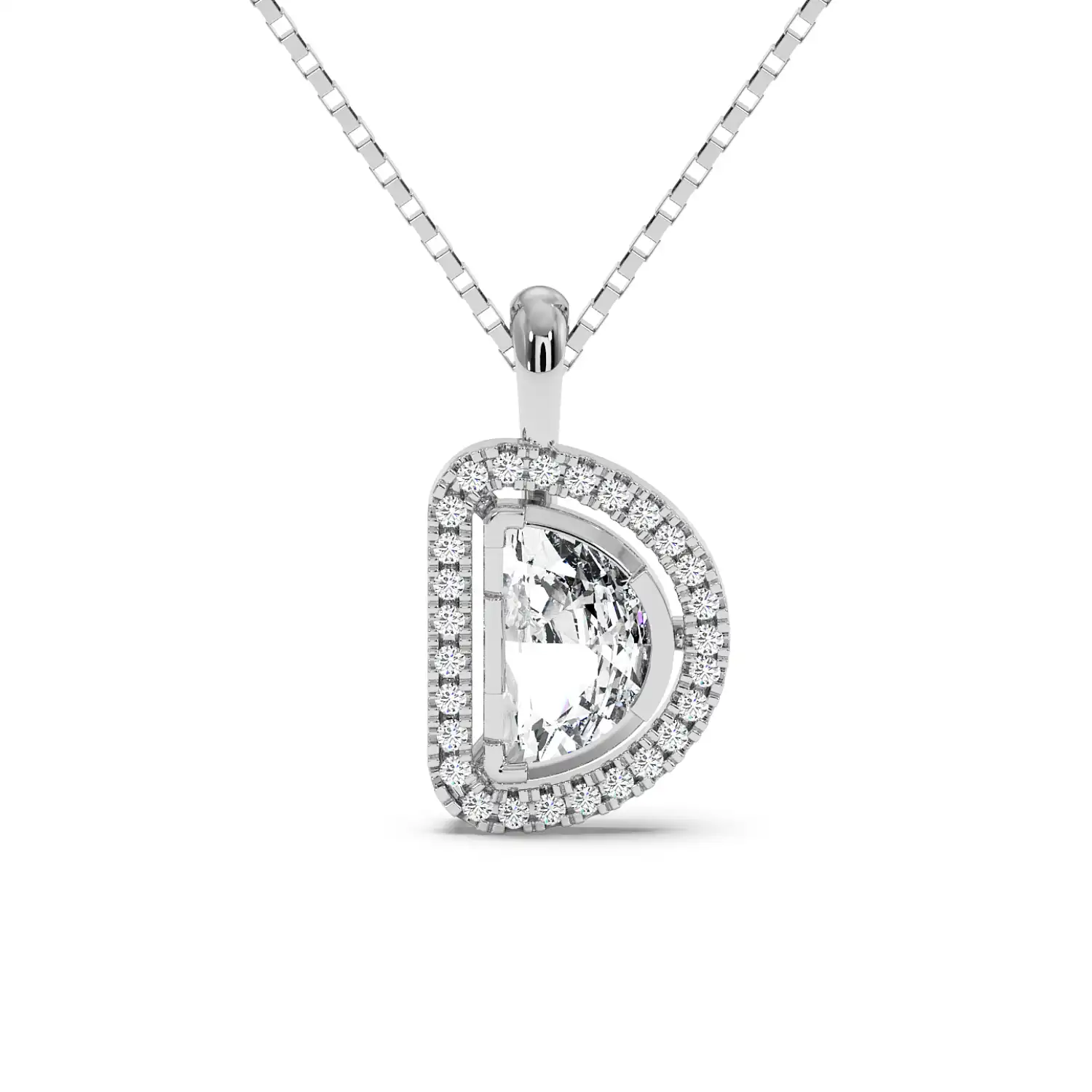Solitaire Halo Pendant - Halfmoon