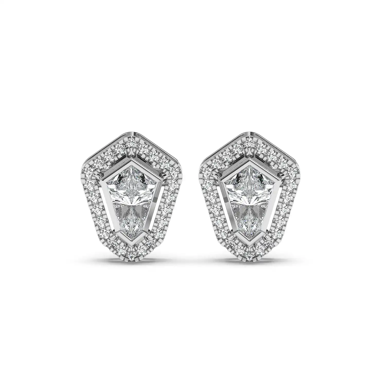 Solitaire Halo Earring - Shield