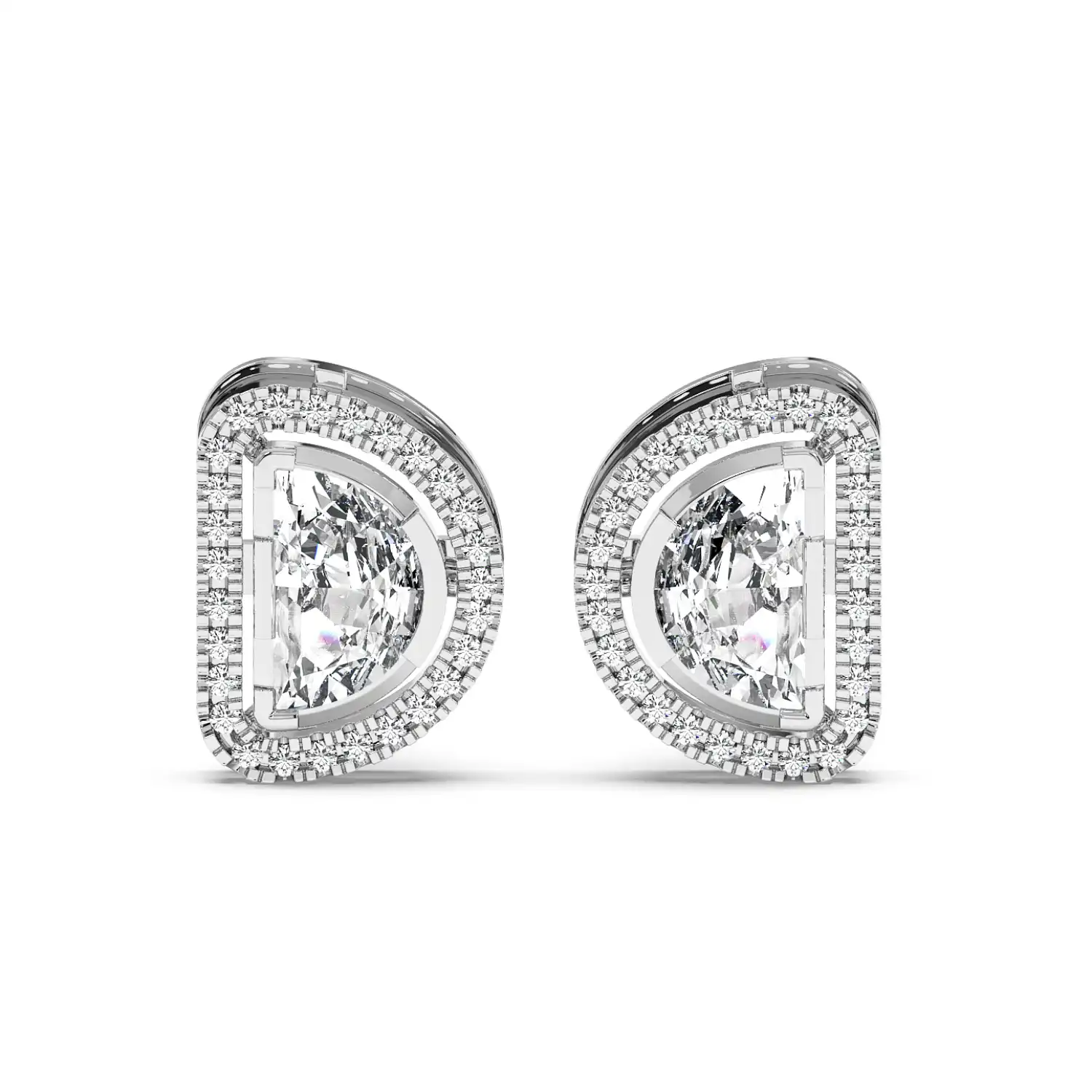 Solitaire Halo Earring - Halfmoon